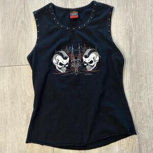 Hot Leathers black tank with skull design. Size large